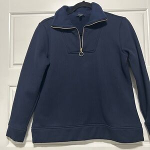 Talbots Navy Petite Pullover with Gold Zipper